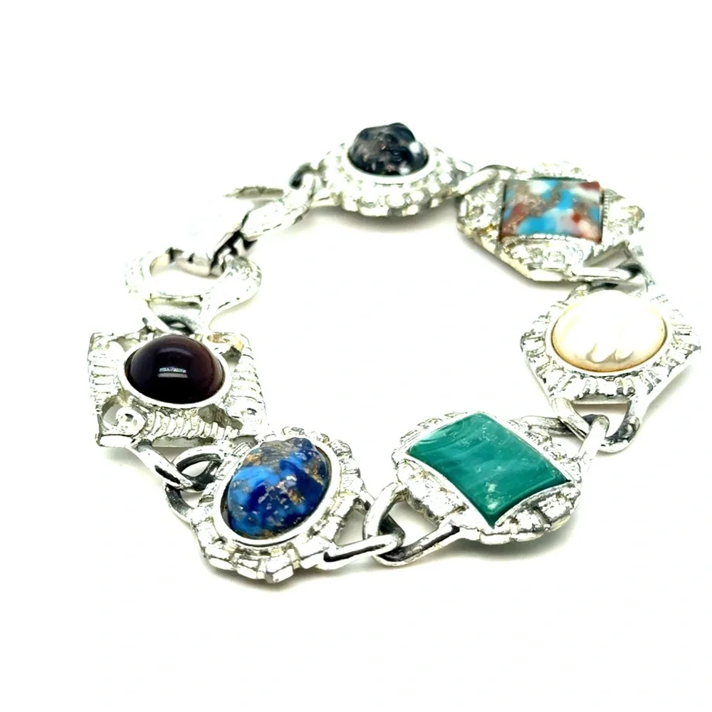 Sarah Cov. Multistone Silver-Tone Link Bracelet‎ -